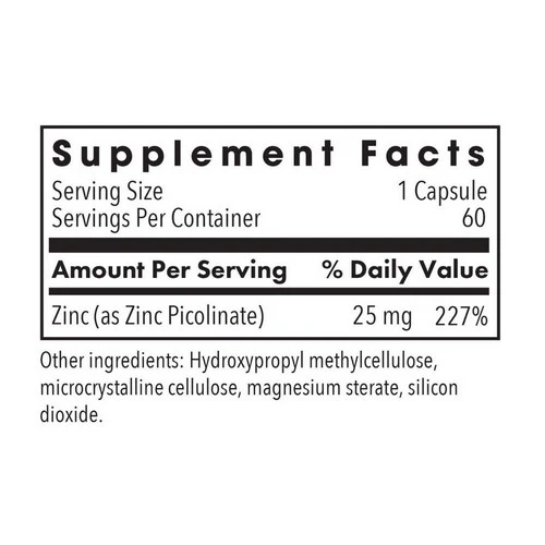 Nutricology/ Allergy Research Group, Zinc Picolinate, 60 Veg Caps - Image 2