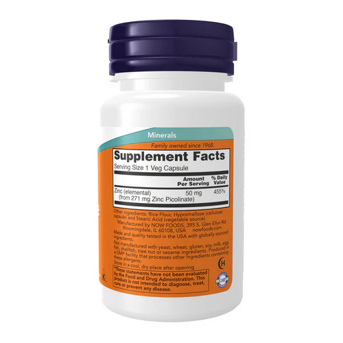 Now Foods, Zinc Picolinate, 50 mg, 60 Caps - Image 3