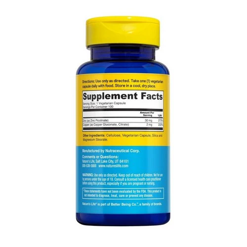 Nature's Life, Zinc Picolinate, 30 Mg, 100 Caps - Image 3