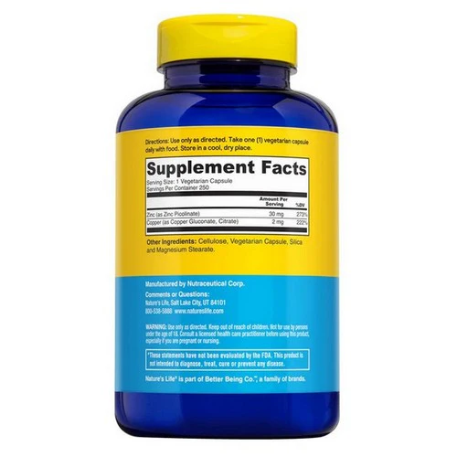 Nature's Life, Zinc Picolinate, 30 Mg, 250 Caps - Image 2